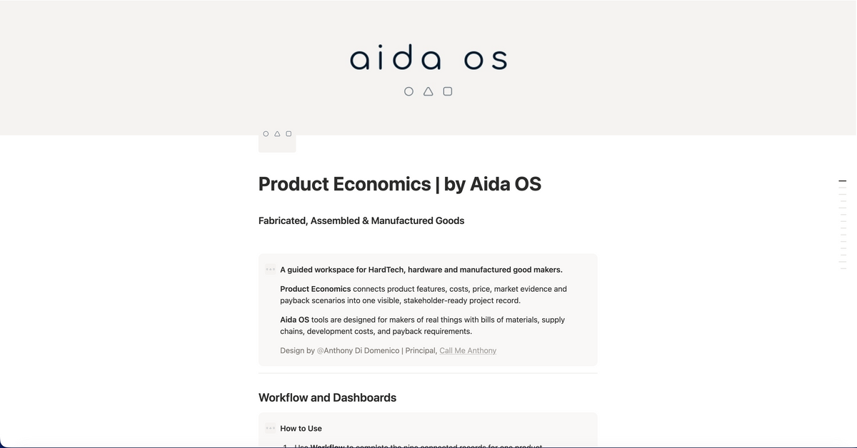 Économie du produit Aida OS pour Notion